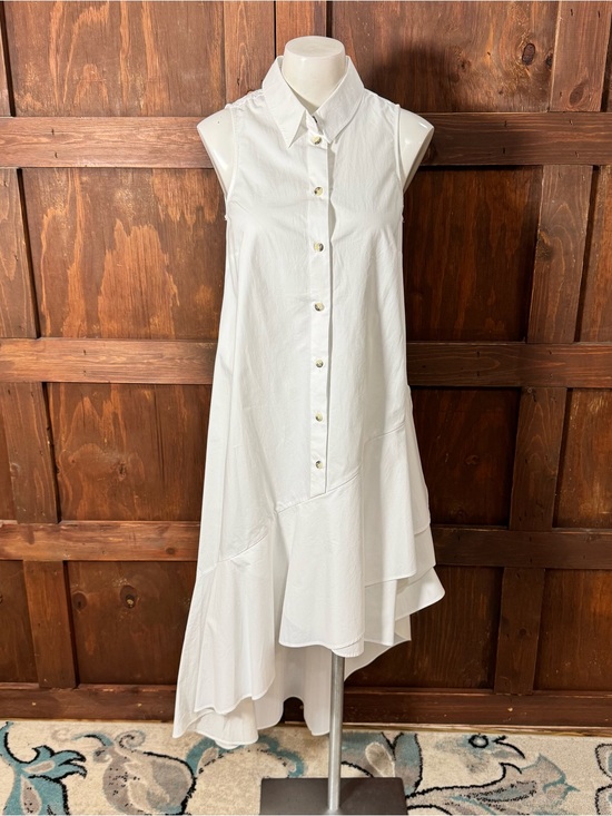 Anthropologie Dresses & Skirts - Anthropologie White Sleeveless Button-Front High-Low Dress